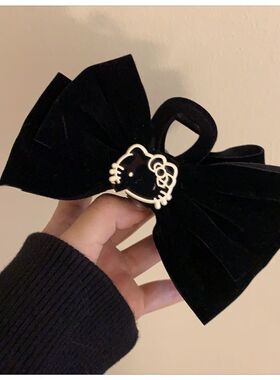 网红黑色丝绒蝴蝶结发饰