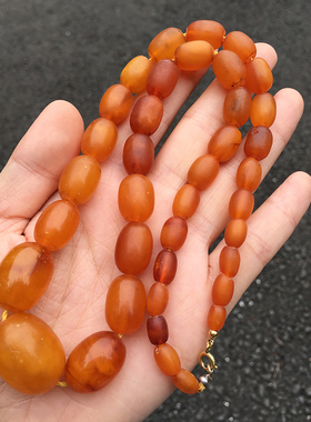 欧洲德国天然无优化古董老蜜蜡