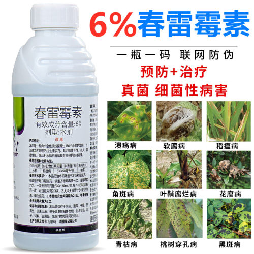 6%春雷霉素杀菌剂叶斑病角斑稻瘟病流胶病柑橘蔬菜软腐细菌病害 - 图0