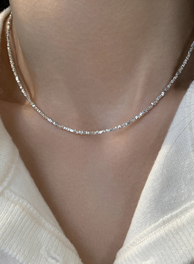 碎银子项链锁骨链通体925纯银