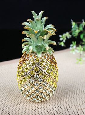 满钻凤梨合金摆件家居创意珐琅彩色工艺品贺礼商务礼品摆件