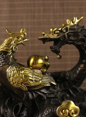 铜玄关新款上市其他龙凤呈祥精品红铜鎏金永生品礼品家居客厅摆件