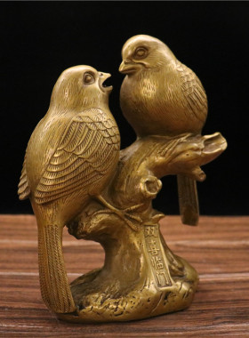 喜鹊登梅客厅桌面摆件铜器