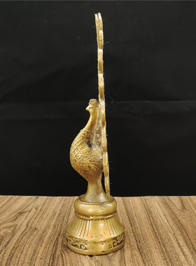 新品孔雀开屏黄铜仿古风桌面摆件