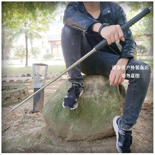 甩棍实心车载防身武器用品甩辊棒三节伸缩棍合法打架防狼自卫加长 - 图1