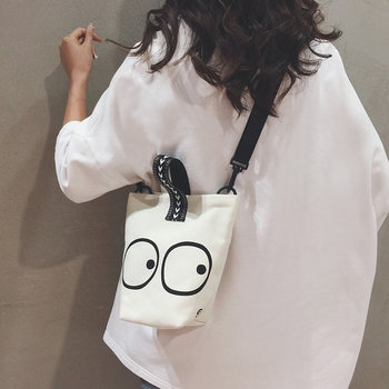 Original niche bucket bag handheld small bag women's bag 2024 new Japanese casual versatile canvas crossbody small bag