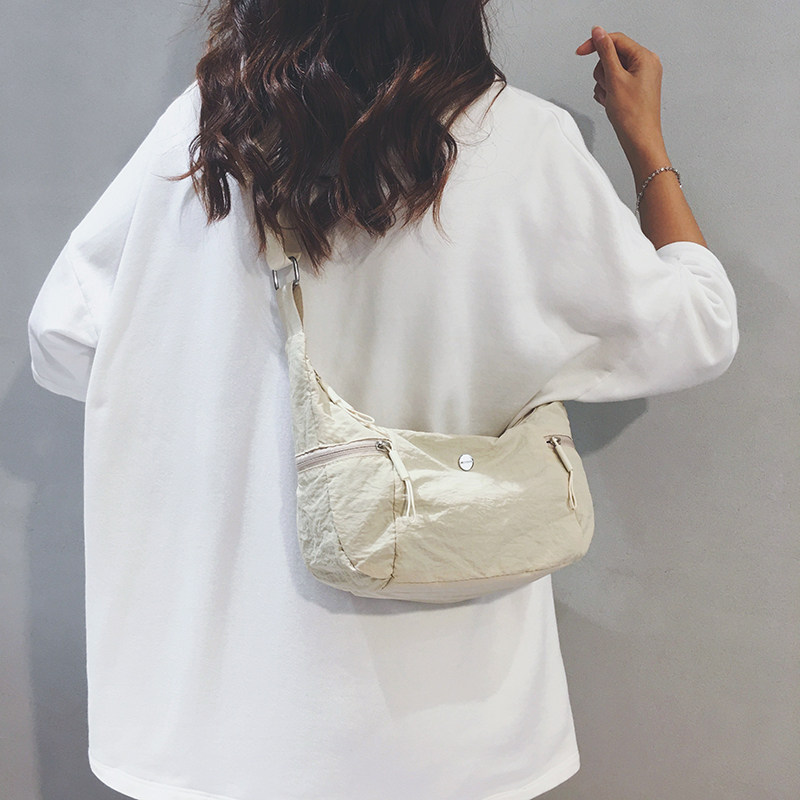 Linglan six-color simple and fashionable canvas cross-body dumpling bag