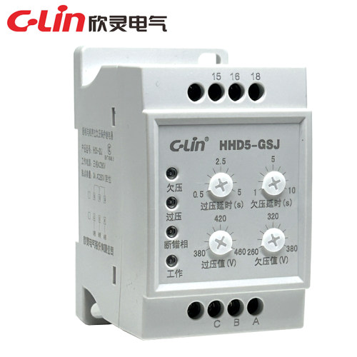 欣灵牌HHD5-G HHD5-GSJ GSJ1三相过欠压断相相序保护继电器AC380V - 图1