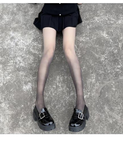 150矮个子显瘦渐变色丝袜薄款彩色小众黑丝袜防勾丝145加小码xxs - 图2