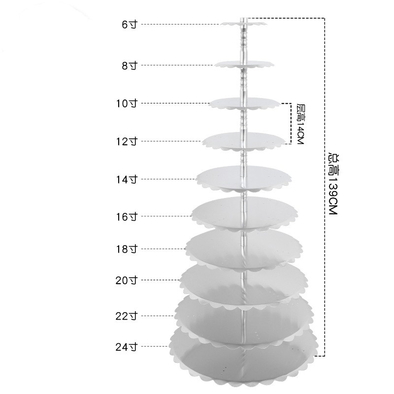 婚庆加厚多层铝合金生日蛋糕架烘焙展示支架6层8层10层单柱蛋糕架 - 图1