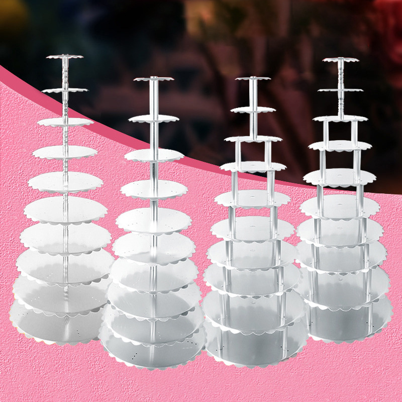 婚庆加厚多层铝合金生日蛋糕架烘焙展示支架6层8层10层单柱蛋糕架 - 图0