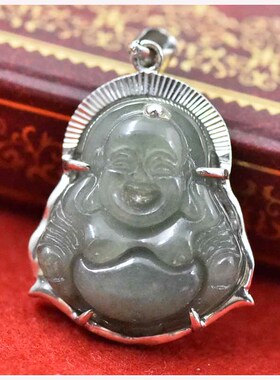 吊坠银包玉石玉佛项坠银项链