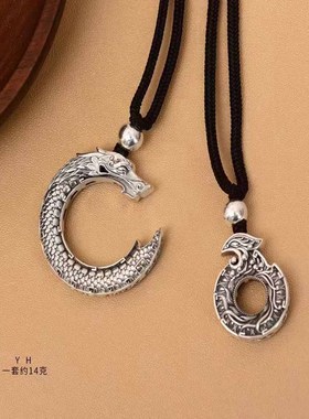 文泽银吊坠项链情侣复古