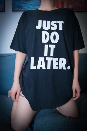 2024网红抖音短袖T恤I just cant倒反勾just do it later高街字母 - 图2