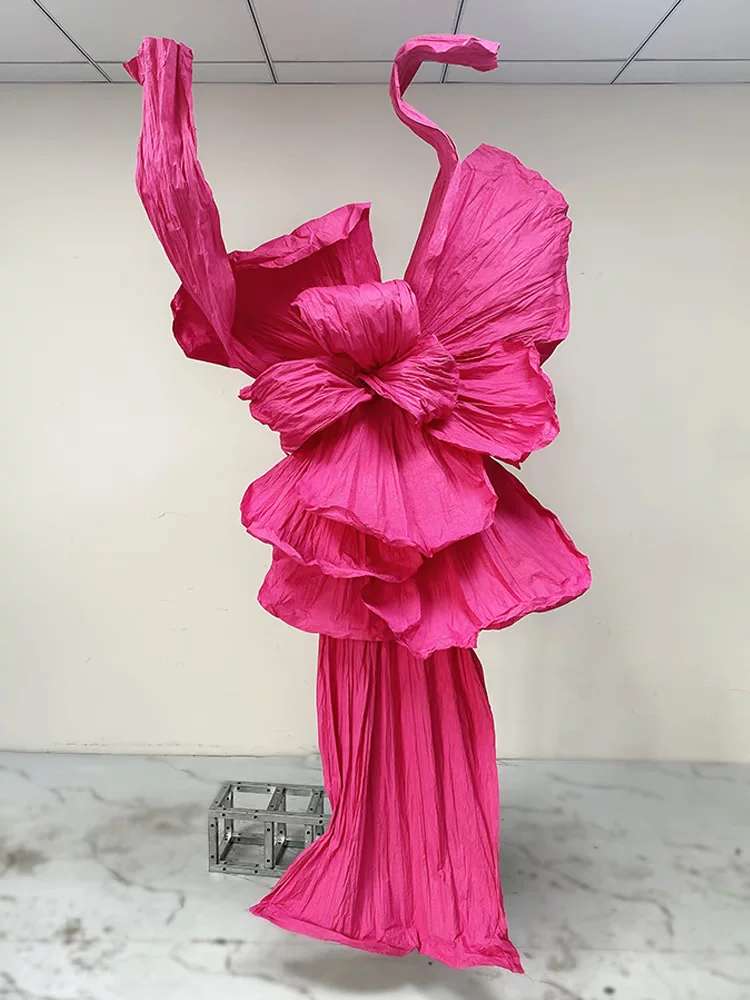 Wedding giant paper flower handmade wrinkles styling flower beauty plastic flower large wedding background flower decoration window paper art flowers