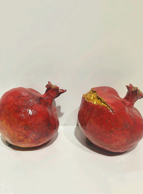 【茗尚家居】陶瓷杨桃梨子仿真水果摆件水晶玻璃果盘样板房餐桌