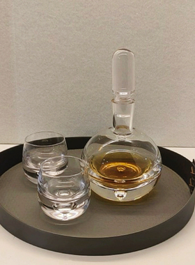 现代轻奢风客厅茶几桌面托盘大理石材高脚创意酒具套装装饰摆件