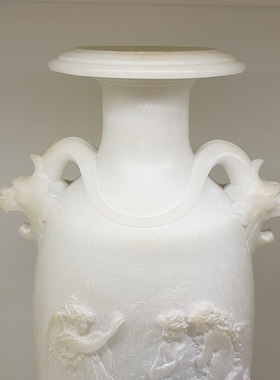 法式复古做旧花瓶仿玉石花器艺术设计师客厅欧式玄关装饰摆件