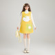 Kelly euro-flavored lemon yellow velvet woolen vest dress
