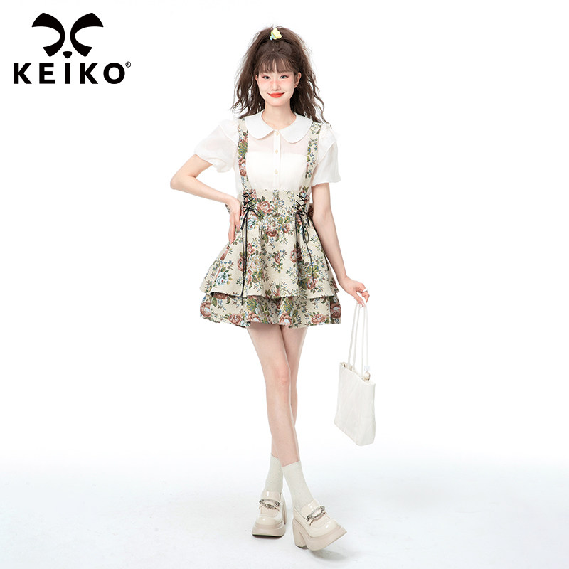 华丽织锦碎花提花背带2023半身裙 凯莉欧服饰半身裙