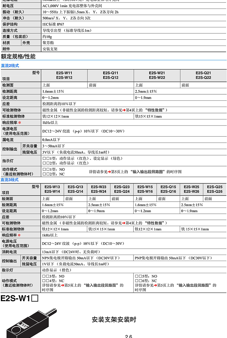 接近开关E2S-Q21 Q22 Q23 Q24 W25 W21  W11 W12 W13 W14 W15 W16 - 图2