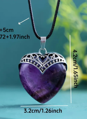 跨境热销潮流个性天然石头爱心吊坠项链 瑜伽配件 厂家直发