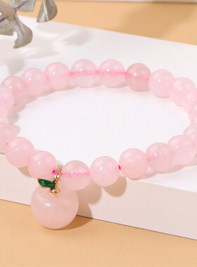 欧美新款热卖 天然原石苹果吊坠手链 黑玛瑙弹力女士手串单圈