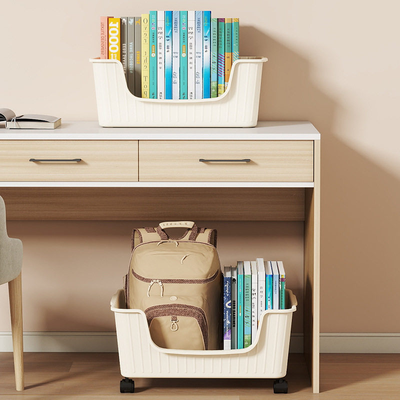 书本收纳箱学生教室装书收纳神器书包桌面储物带滑轮宿舍桌下书箱,淘宝优惠券,粉丝福利购,淘宝优惠卷
