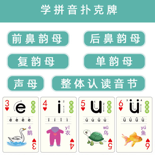 儿童扑克牌幼儿园宝宝游戏早教拼音唐诗数学英语数字卡片桌游纸牌 - 图1