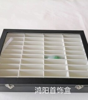 大号带盖首饰盒黑皮白拉丝皮珠宝箱饰品收纳手镯项链戒指耳钉展架