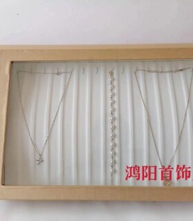 厂家直销高档金黄白拉丝珠宝项链盒3件套活动透明盖包装收纳饰品