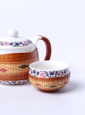家用茶具复古纯手工艺品刘氏竹编