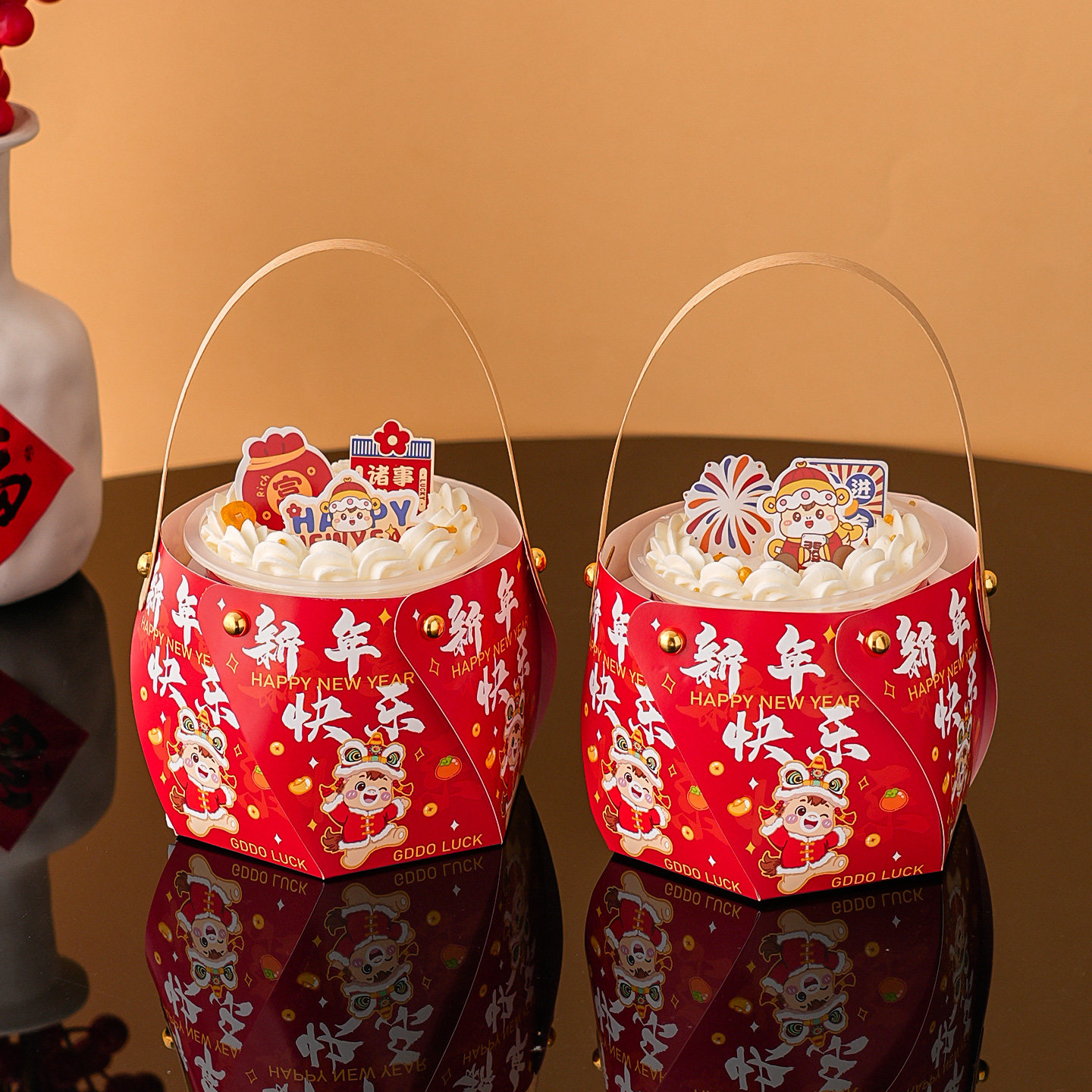 2026新年快乐波波杯手提盒蛋糕装饰元旦跨年马年胖胖杯甜品包装盒,淘宝优惠券,粉丝福利购,淘宝优惠卷