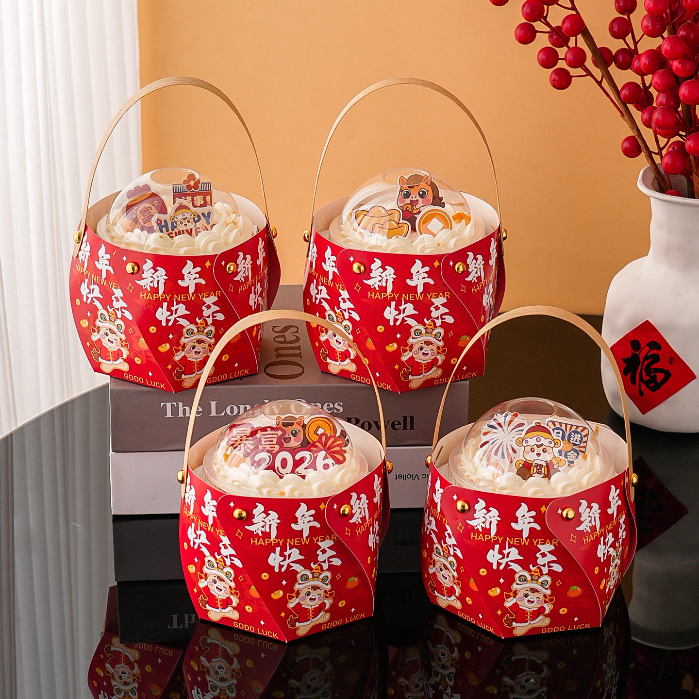 2026新年快乐波波杯手提盒蛋糕装饰元旦跨年马年胖胖杯甜品包装盒,淘宝优惠券,粉丝福利购,淘宝优惠卷