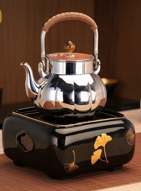 莺歌烧 四方银杏电陶炉煮茶器静音茶炉小型无线遥控泡茶壶围炉