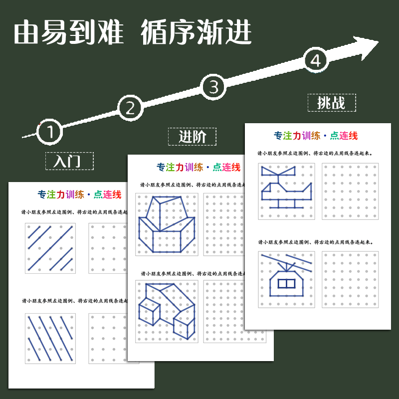 幼儿童连点成线点仿画视觉追踪运笔连线手眼协调空间感训练教具 - 图1