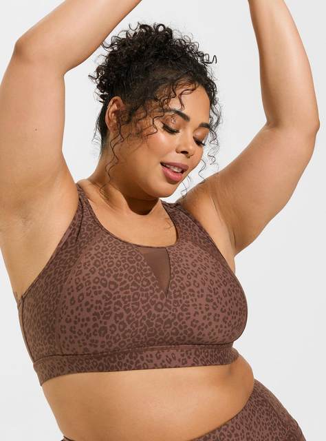 2633 European and American ladies brown leopard web gauze stitching big SIZE fast dry brater bras fitness pants 200300400