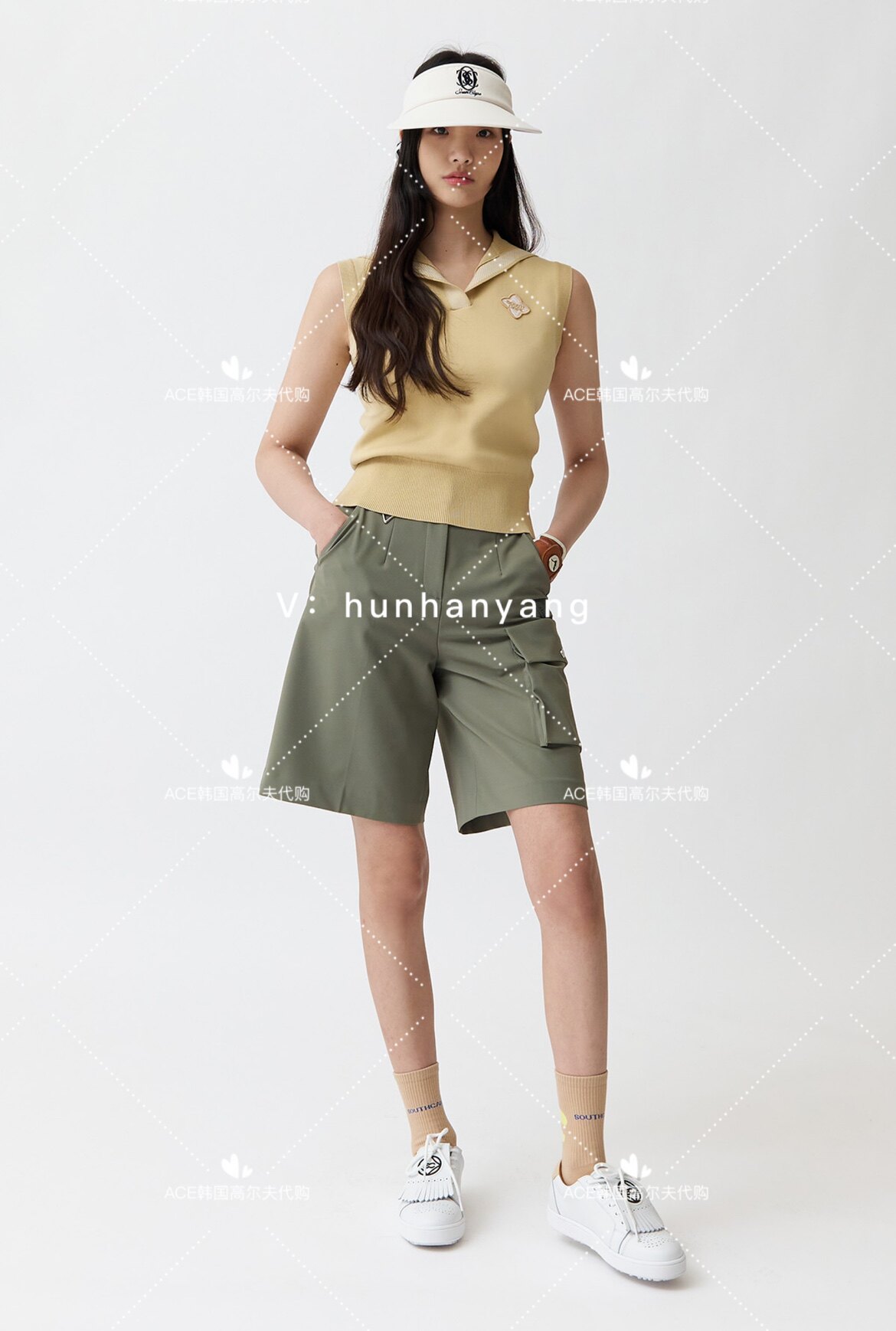 SOUTHCAPE女士高尔夫球服23春夏季折扣百搭休闲时尚翻领针织马甲