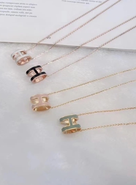 简约H字母钛钢不褪色锁骨链