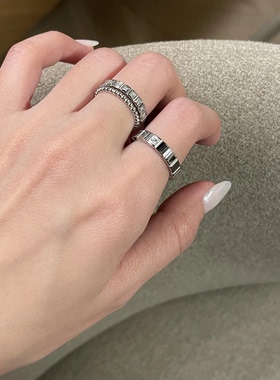 925银小冰块戒指女18k玫瑰金不掉色高级感设计指环方糖情侣对戒男