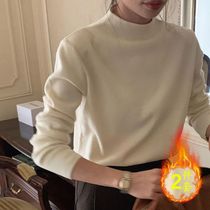 Semi-high-collar derveled warm beating undershirt Korean version ins add-down thickened autumn-winter new body shades long sleeves Nets