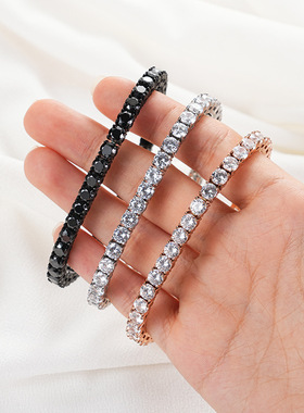 Tennis Chain316不锈钢镶嵌锆石手链钛钢网球链欧美单排手链饰品