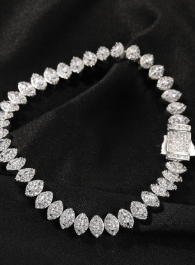 欧美跨境满钻弹簧扣马眼手链嘻哈微镶锆石高品质个性潮流手链批发