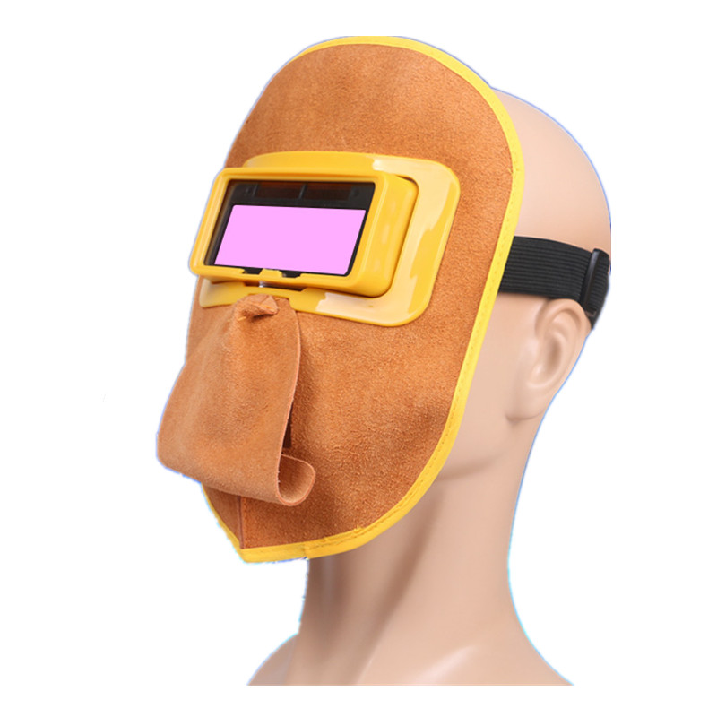 电焊面罩自动变光眼镜全脸防护焊帽氩弧二保变光焊工专用面具牛皮