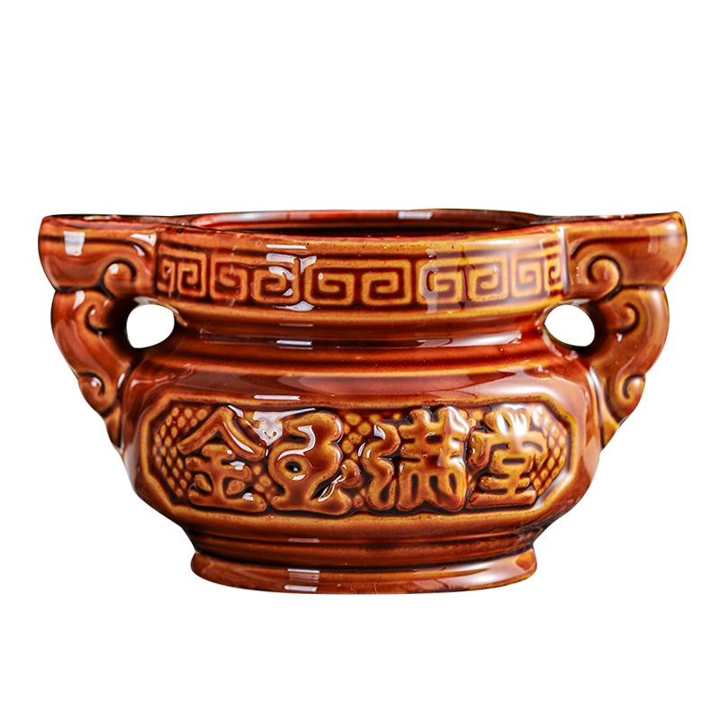 家用陶瓷三足香炉室内香薰碗户外小香炉香插古铜色双耳三脚大香炉,淘宝优惠券,粉丝福利购,淘宝优惠卷