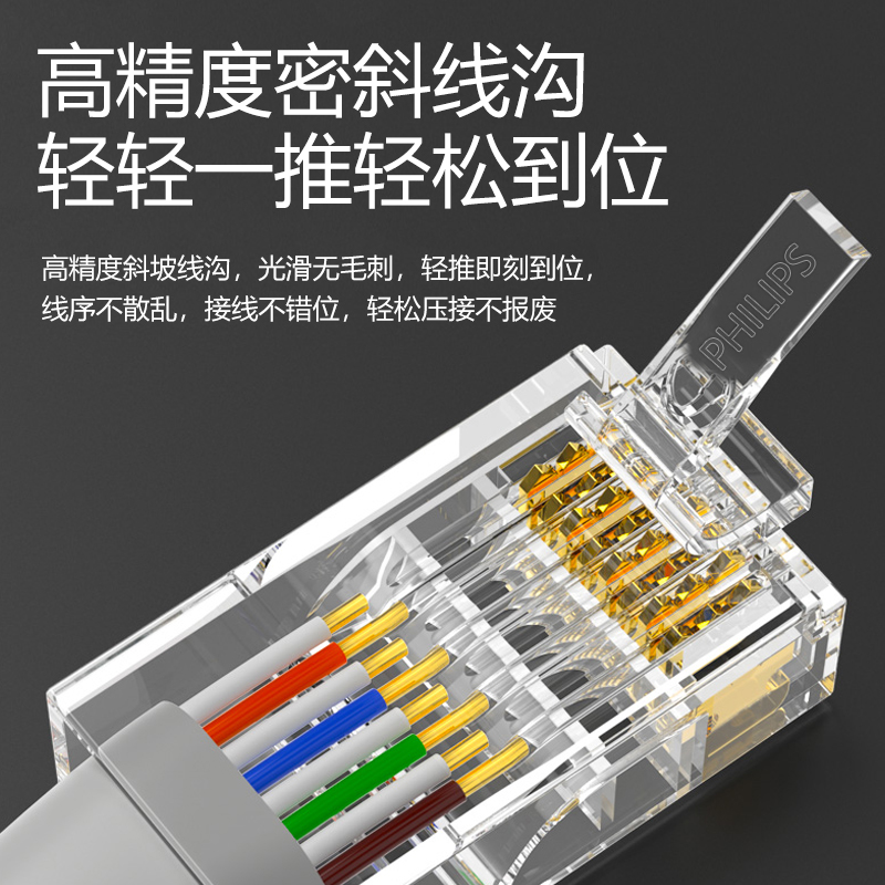 飞利浦SDJ4201/93-100六类网线水晶头六类非屏蔽水晶头网络水晶头 - 图3