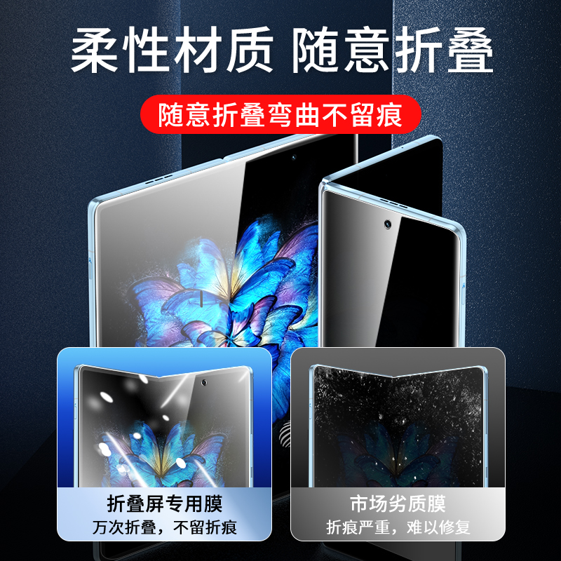 适用vivoxfold2保护膜xfold手机膜防窥vivo钢化水凝膜fold2折叠屏防窥膜内外屏防摔vivoxflod全胶十全包镜头-图1