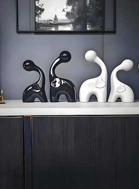 现代简约抽象动物桌面摆件