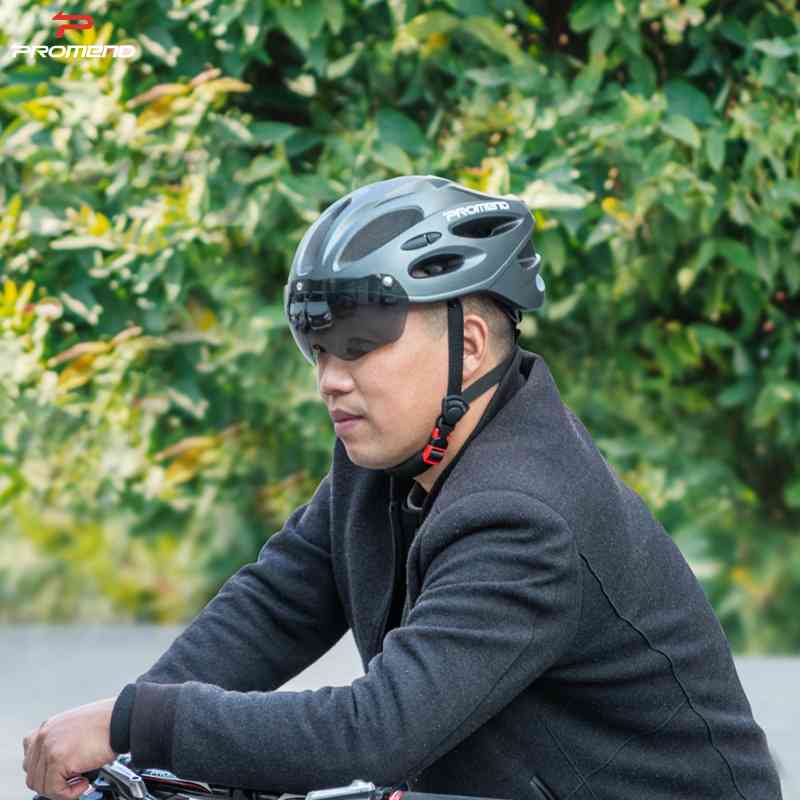 自行车头盔山地越野自行车一体成型磁吸式风镜头盔户外骑行装备 - 图0