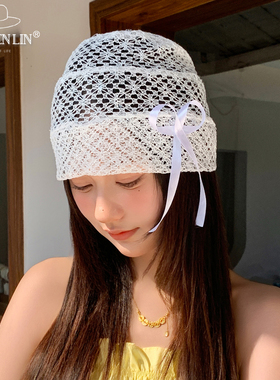 蕾丝镂空蝴蝶结冷帽女春夏天薄款